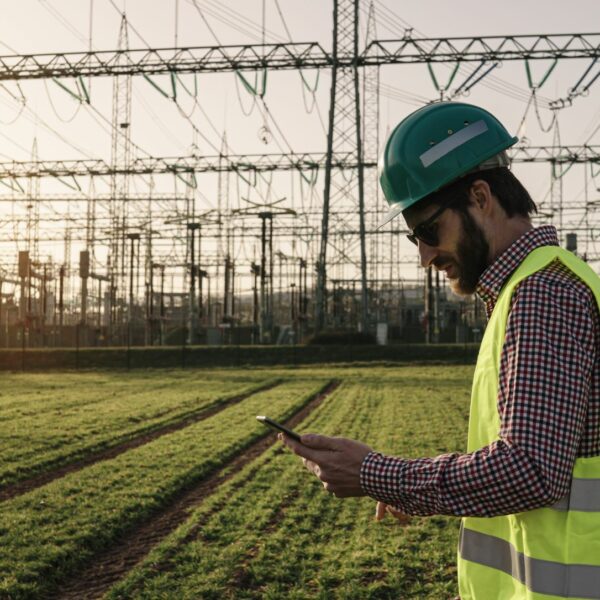 Power worker in the field