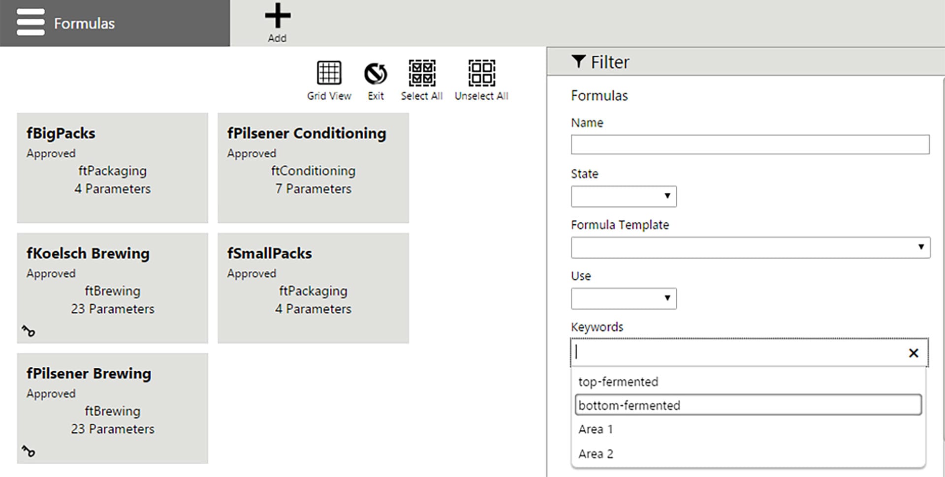 AVEVA Recipe Management Page